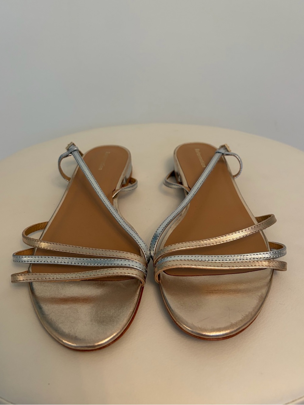 Reformation Two-Tone Strappy Flat Sandals - Silver & Gold